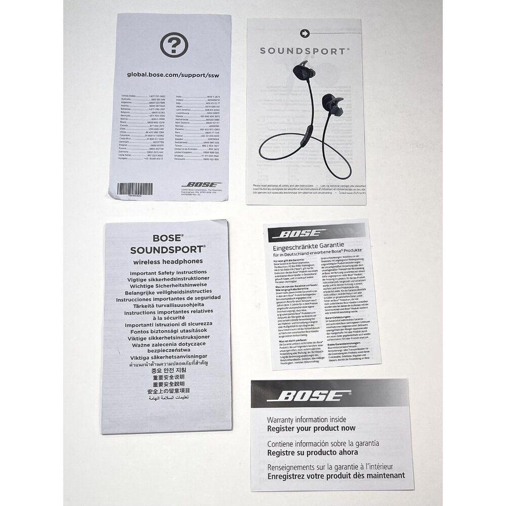 BOSE Soundsport Wireless Headphones Earbuds Owner's Manual Instructions Only